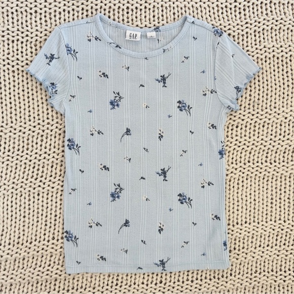 Gap Girls Short Sleeve Flowers T-Shirt Size Small - Picture 1 of 4